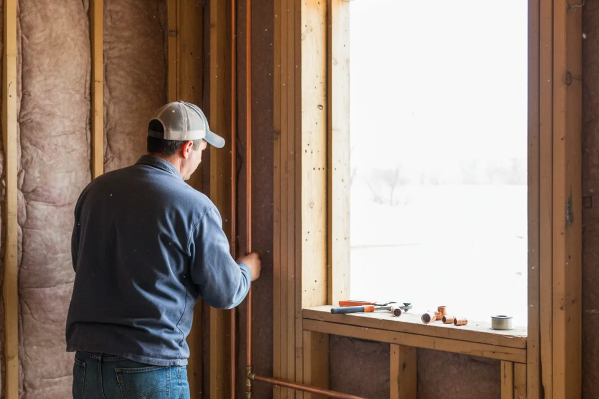 Licensed plumber running new copper supply lines in a Rocky Comfort home