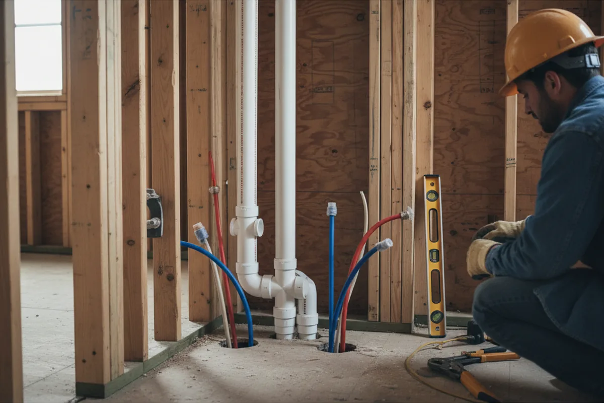 Drain and supply rough-in during Toilet Repair and Installation in Rocky Comfort